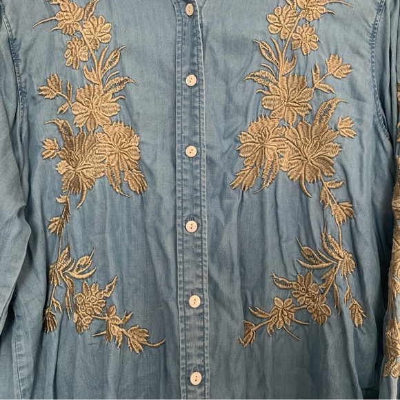 Zara Premium Denim Embroidered Blouse - Picture 2 of 6